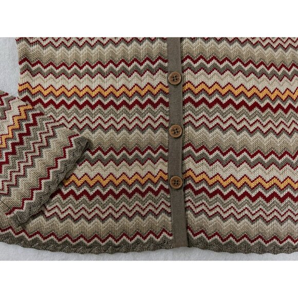 Nautica Jeans Company Zigzag Chevron Knit Cardigan L Made in Australia Y2K Luxe - Picture 3 of 12